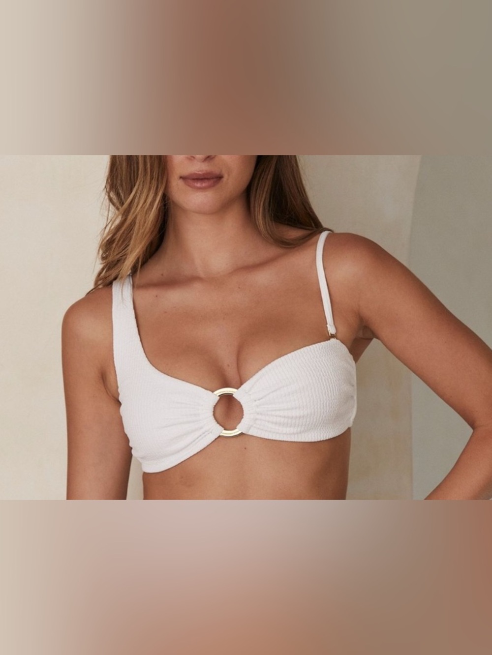 Monday swimwear Antigua top white sand crinkle size XS (P)